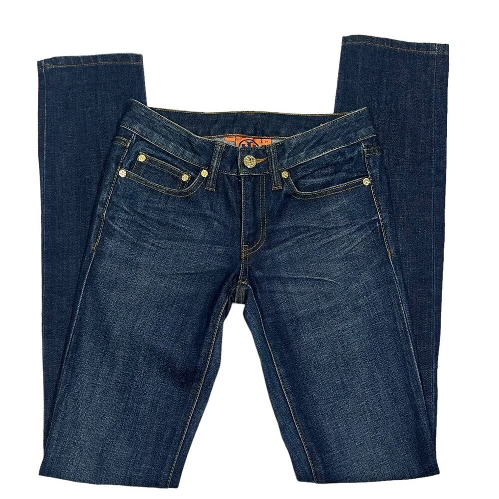 Tory Burch Ivy Super Skinny Jeans Low Rise Dark Wash Stretch Denim 24 x 34